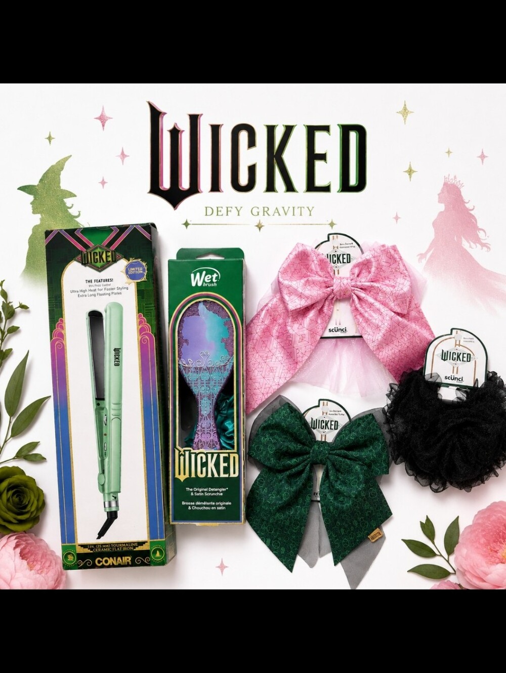 New Wicked Limited Edition Bundle | Conair Flat Iron, Wet Brush & Scunci Bows